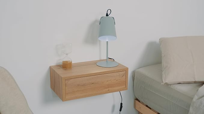 Mobili Fiver, Riccardo Floating nightstand, Pearled Elm, 17.7" x 9.8" x 6.1 ", Melamine-Finished, Modern Bedside Table, End Table, Italian Furniture