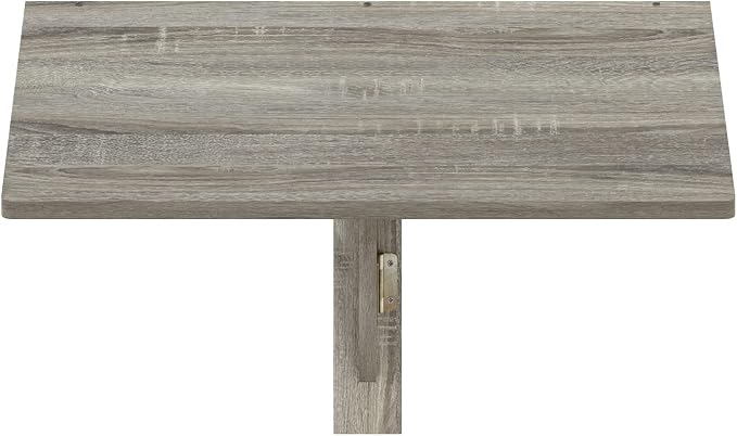 Furinno Hermite Grey Folding Table, Wall Mount Floating Table, 23.6 x 30.4 x 17.3, Easy Assembly, for Living Room, Office, Bedroom, Apartment, Grey Oak