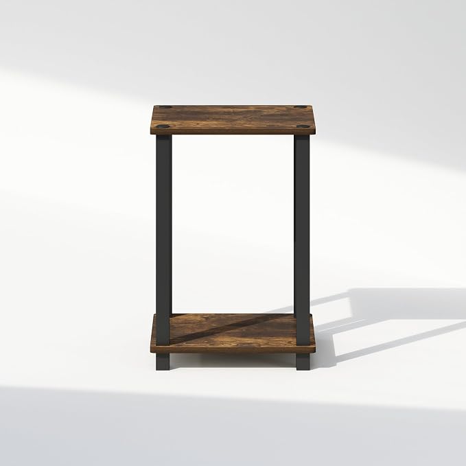 Furinno Simplistic Night Stand, 2-Tier Small Nightstand with Open Shelf, Toolless Assembly Bedside Table, End Table, Side Table, for Bedroom, Closet, Dorm, Amber Pine
