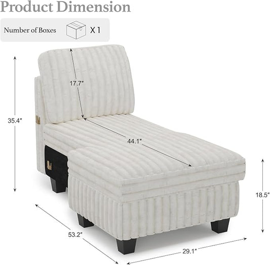 Belffin Modular Sectional Storage Chaise Module for Modular Sectional Sofa Left-Facing Chaise Beige Couch