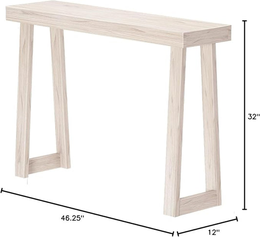 Plank+Beam Classic 46 Inch Console Table, Solid Pine Wood Entryway Table, Narrow Sofa Table for Hallway or Living Room, White Sand