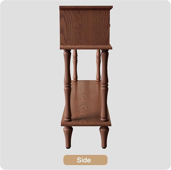 ARTPOWER Console Table with Drawers for Entryway, Mid-Century Entryway Table with Storage, Brown Narrow Entryway Table with Open Shelf Behind Sofa for Living Room, Foyer, Hallway