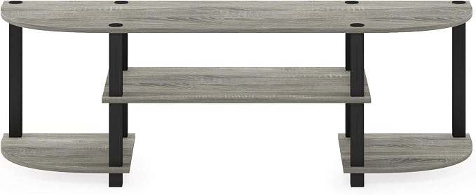 Furinno TURN-S-TUBE TV Stand, 3-Tier Entertainment Center for TV up to 55 Inch, TV Console with Round Corner and Open shelves, for Living Room, Bedroom, French Oak