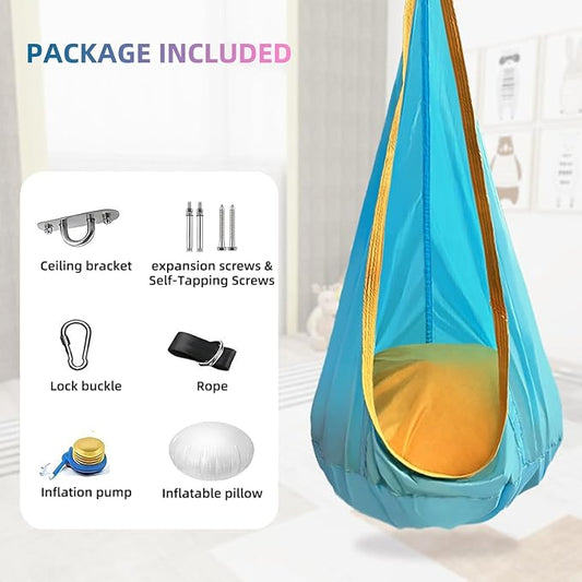 Kids Swing Seat Hammock Chair Indoor Outdoor Hanging Chair for Children,Soft & Safe with High Weight Capacity, Easy Install Perfect for Bedroom, Garden, Playroom
