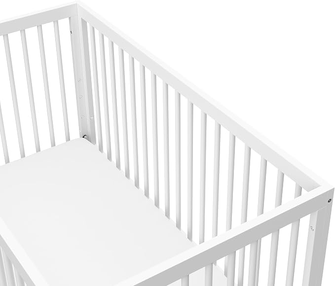 Storkcraft Santorini 5-in-1 Convertible Crib with Toddler Guardrail – GREENGUARD Gold Certified, Conversion Kit Included, 100% Solid Wood, Fits Standard Crib Mattress (White and Driftwood)