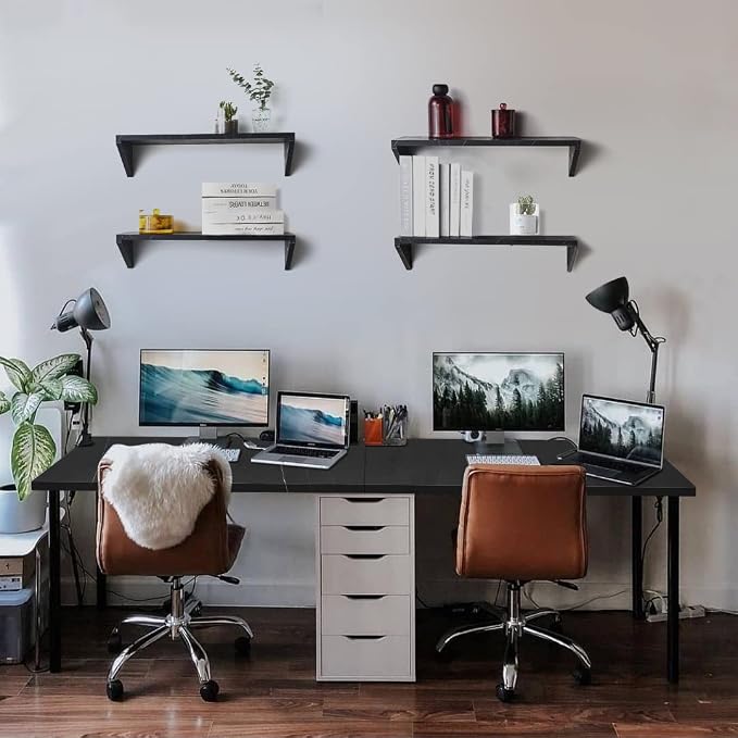 Kaboon 48x26 inches Tabletop, Solid One-Piece Desktop for Sit Stand Desk, Double Desks, L Desk DIY,Wood Countertop Home or Commercial Use,1 inch Thick,Could Atlas/Black Marble, 26" D x 48" W