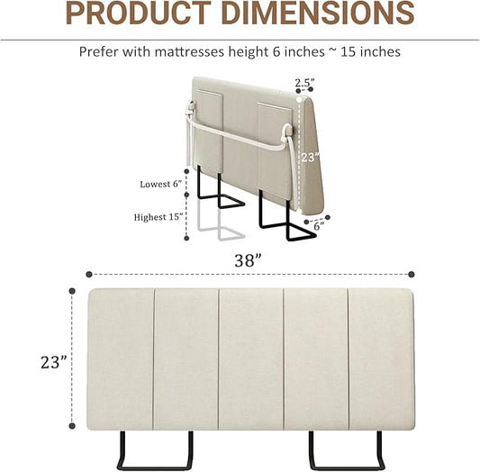 Twin Size Headboard Only-No Assembly, Upholstered Headboard Twin Size Linen Fabric Modern Style Headboards Extra-Thick, Beige
