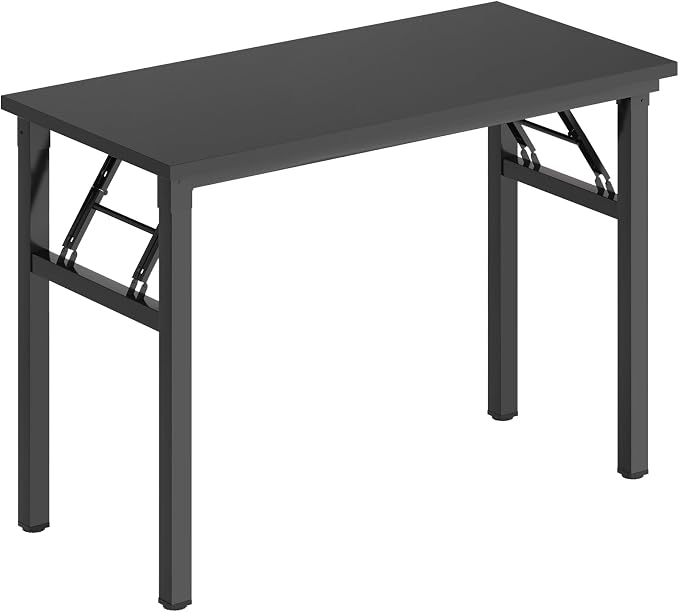 DlandHome Computer Desk Folding Table 39.4 inches Writing Desk for Small Space Study Table Laptop Desk No Assembly Required Black&Black