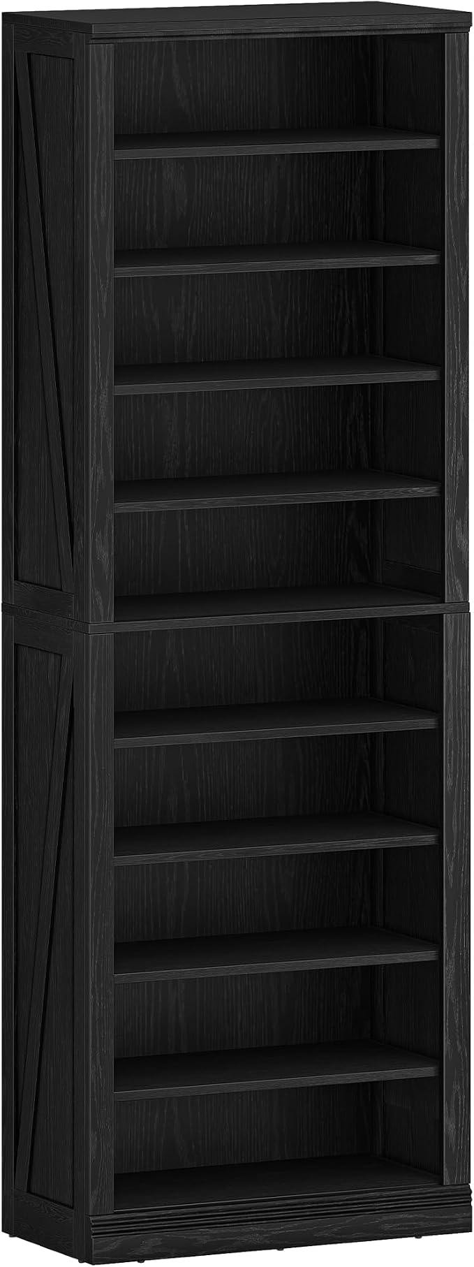 Hzuaneri Shoe Storage Cabinet, 10 Tiers Freestanding Shoe Cabinets, Wooden Shoes Rack with Cubby, 27-30 Pairs, Farmhouse Tall Shoes Cubby Organizer for Entryway, Living Room, Black SR52604X