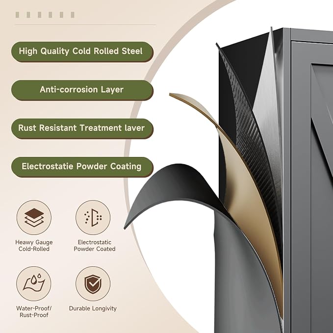Letaya 75" H Metal Storage Cabinet with 2 Doors and 4 Shelves,Tall Kitchen Pantry Cabinets,Farmhouse Utility Pantry Organizers for Cupboard/Dining/Bathroom/Home Office/Garage Room,Black