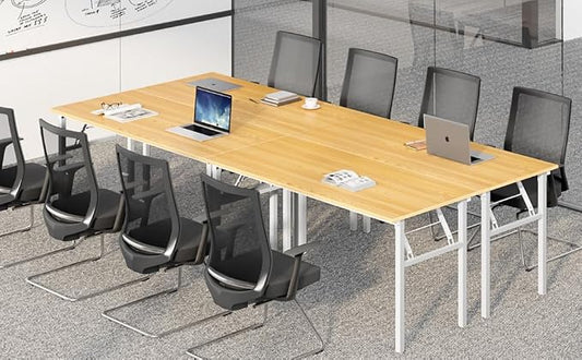 Need Folding Computer Desk, Large 60 inches Folding Table for Home Office, No Install Needed Foldable Writing Table Desk, Teak and White