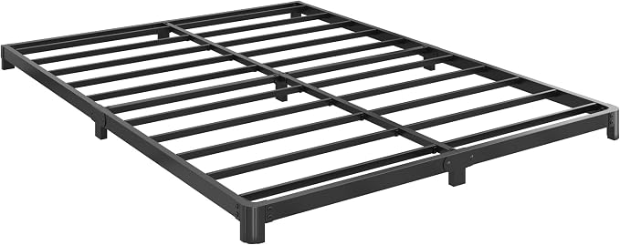 Yicensen 4 Inch Low Profile King Bed Frame with Rounded Corner Legs Heavy Duty Metal King Size Platform Bed Frame No Box Spring Needed, Easy Assembly, Noise Free, Black.