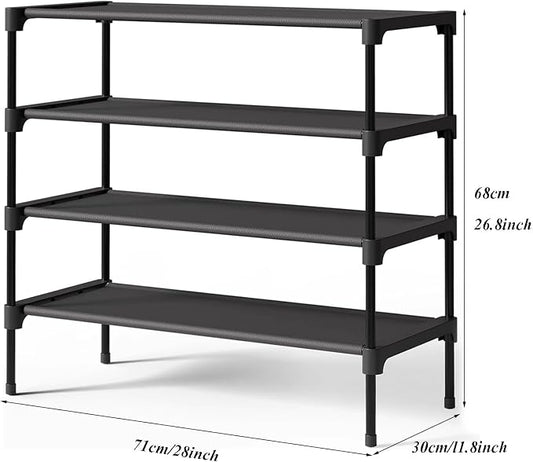 Multi Tier Shoe Rack for Closet Metal Wide Shoe Storage Organizer Oxford Fabric Cover Shoe Shelf for Entryway, Bedroom, Floor, Closet, Porch, Dorm, Living Room