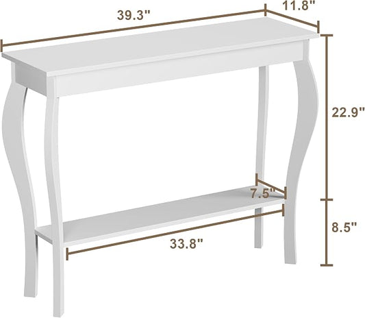 ChooChoo Narrow Console Table, Chic Accent Sofa Table, Entryway Table, White