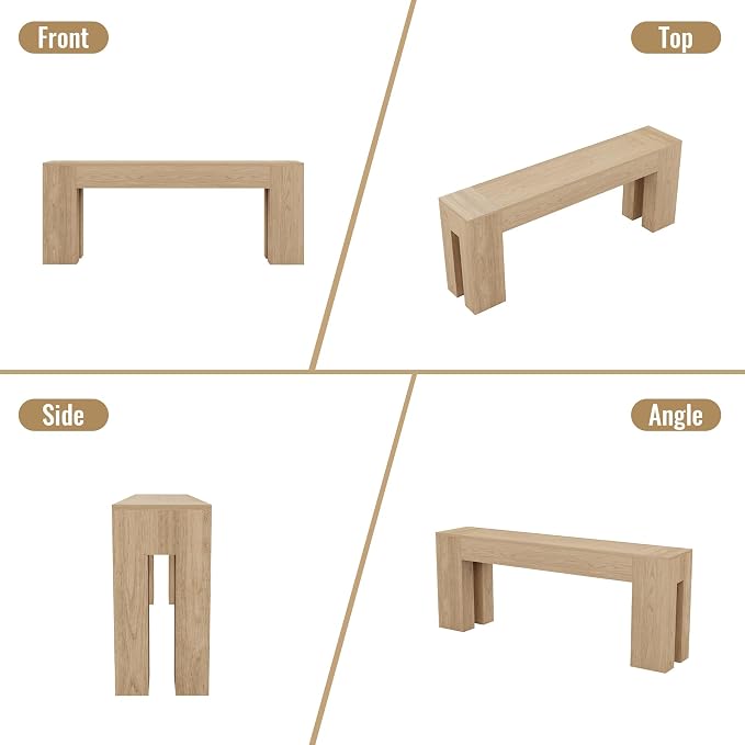 Epecoya Extra Long Sofa Console Table for Entryway Living Room, 79-Inch Farmhouse Wood Behind Couch Table, Rectangular Accent Console with Wooden Double Base for Hallway Foyer Entrance, Light Oak