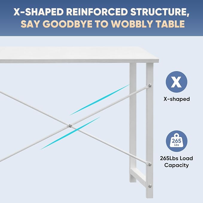 DUMOS 32 in Small Computer Desk for Home Office, Modern Study Work Table Simple Style for Bedroom, Writing Desks with X-Shaped Reinforcement, 2 Pack, White