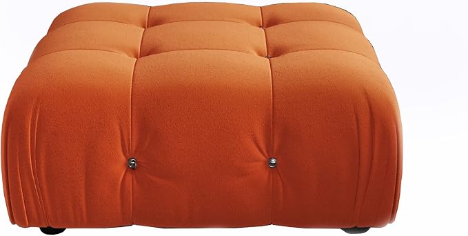 Modern Velvet Sectional Sofa, L Shape Minimalist Modular 4-Seater Sofa for Living Room Office Apartment (Ottoman/Orange)