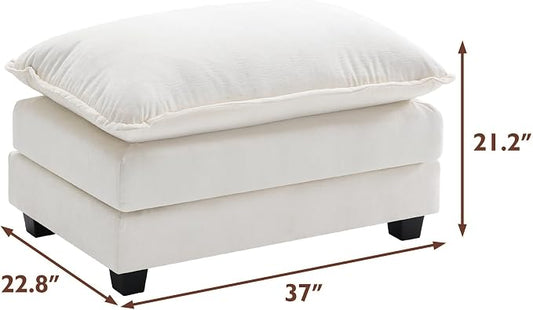 Ihanherry Ottoman for Modular Sectional Cloud Sofa, Chenille Deep Seat Couch for Apartment, Living Room and Bedroom, Beige