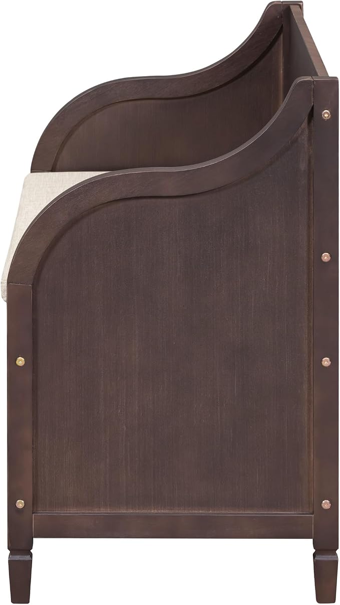 Knocbel Rustic Entry Storage Bench with Hidden Compartments and Removable Cushion, Wooden Entryway Hallway Foyer Shoe Bench Bedroom End of Bed Bench, 250lbs Weight Capacity (Espresso)