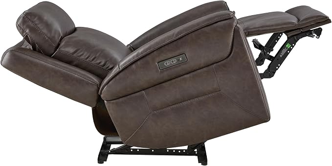 Watson & Whitely Super Zero Gravity Power Recliner Chairs with Power Headrest Leather Recliner with USB/Type-C Ports for Adults, Electric Reclining Sofa Chair for Living Room, Bedroom, Chocolate