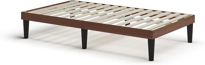 Yumori 12.9 Inch Minimalist Style Twin XL Size Bed Frame, Wood Platform Bed with Wood Slat Support, No Box Spring Needed, Easy Assembly, Walnut