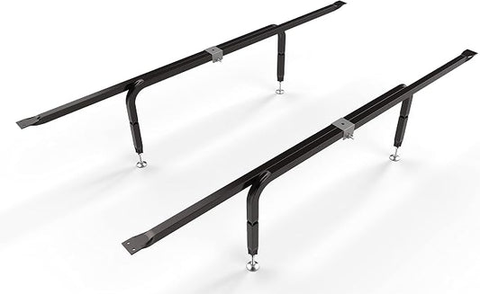 Bed Slats Center Support System | Adjustable Length & Height Tubular Steel with 4 Legs | Fits Full, Queen, King & California King Bed Frames