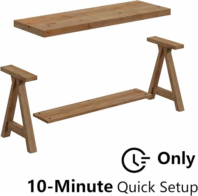 RowyPoey Solid Wood Bench, 39" Farmhouse Entryway Bench with Storage Shelf, Triangular Leg Design, Narrow Rustic Benches for Hallway, Bedroom, Dining, Kitchen, Easy Assembly