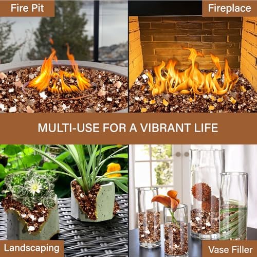 NUPICK 5 Pound Fire Glass, 1/4 Inch Reflective Fire Pit Glass