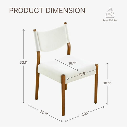 KISLOT Upholstered Dining Chairs Set of 2, Solid Wood Armless Kitchen Chairs with Soft Polyester Fabric, 18.9" Seat Height, Modern Dining Room Seating, 300 lbs Capacity, Linen