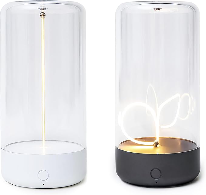 AUGE LIGHT Mini Minimalist Table Lamp Cordless Lamp Rechargeable Table Lamp Portable Nightstand Lamps Desk Lamps for Home Office Mood Lighting for Desk Decor Beside 2 Packs (Gray+White)