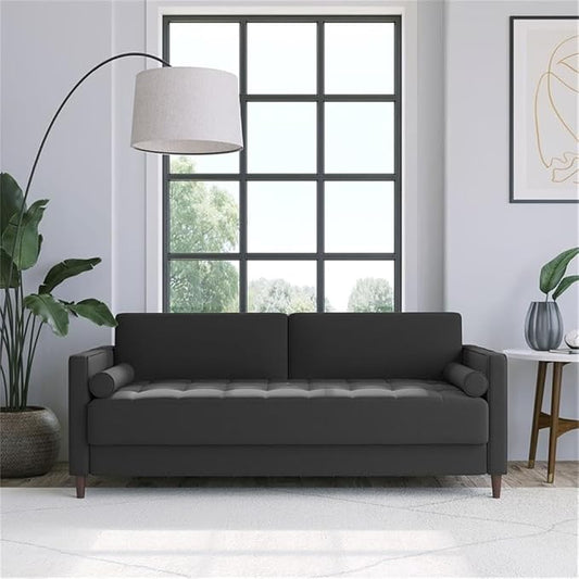 Studio Living® Lexington 75.6" Sofa, Mid-Century Modern, Pocket Coil Comfort, Easy Assembly, Woven Fabric, Heather Gray