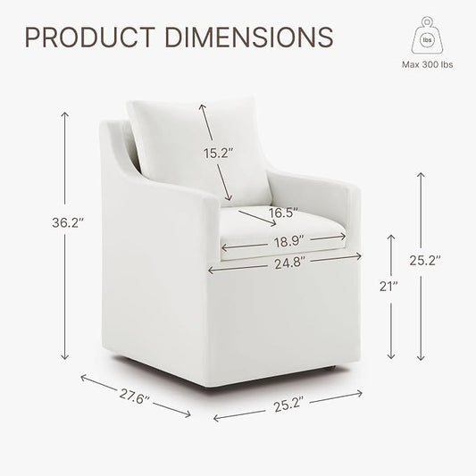 KISLOT Upholstered Dining Chairs Set of 4, Washable Cover Modren Deskchair with 4 Casters & Hidden Storage for Dining Room, Living Room, Home Office, Cream, 4 Box