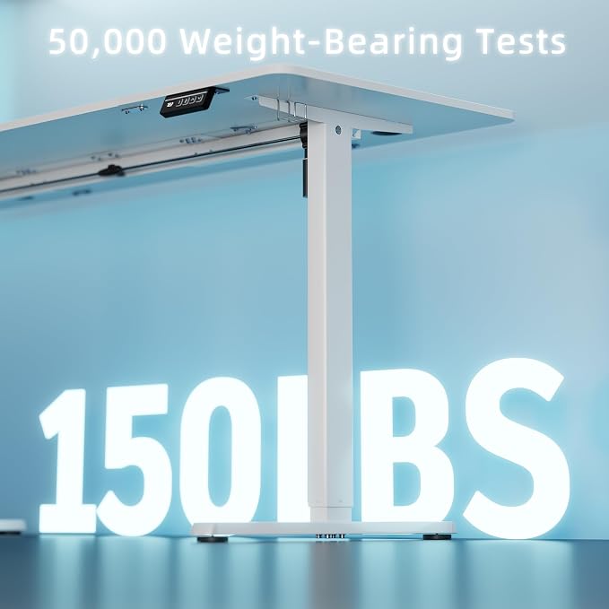 Shintenchi Standing Desk, 63x24 Inch Height Adjustable Electric Sit Stand up Desk, Ergonomic Rising Computer Table, Modern Lift Gaming Desk Workstation for Home Office, White