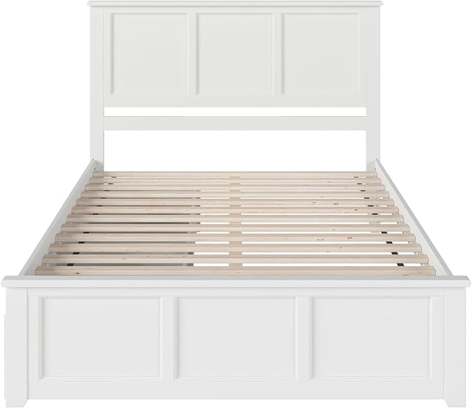 AFI, Madison Queen Platform Bed with Matching Footboard & Storage Drawers, White