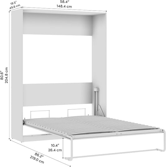 Bestar Claremont 59W Full Murphy Bed in Platinum Gray, Sleeping Arrangement for Multipurpose Area, Bedroom, Guest Room, or Living Room
