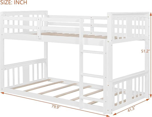 Merax Twin Over Twin Bunk Bed with Ladder, White