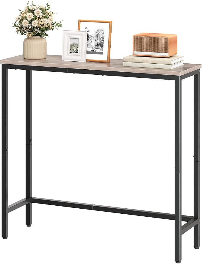 HOOBRO 2 Pack Narrow Console Table, 29.5" Small Entryway Table, Thin Long Sofa Side Display Table, for Hallway, Bedroom, Living Room, Foyer, Greige and Black BG75XGP201