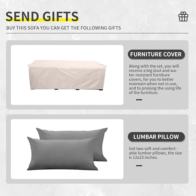 Lviden Wicker Patio Couch Outdoor 3-seat Sofa with All-Weather Rattan Deep Seater Outdoor Couch with Anti-Slip Cushions and Furniture Cover, Light Grey