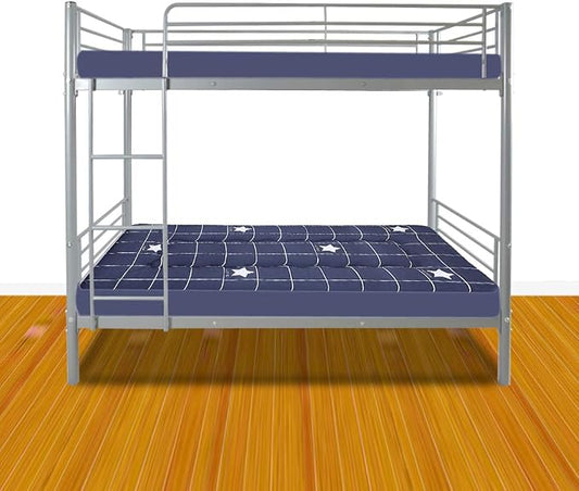 Karl home Metal Bunk Bed Twin Over Twin with Built-in Ladder, Grey | Heavy Duty Bunkbeds with Safety Guardrail and Space-Saving Design,Twin Bunk Beds for Kids, Teens & Adults, No Box Spring