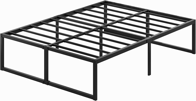 Lutown-Teen 18 Inch California King Bed Frames Sturdy Mattress Foundation, Heavy Duty Metal Cal King Platform with Steel Slats Support No Box Spring Needed, Noise Free, Easy Assembly, Black