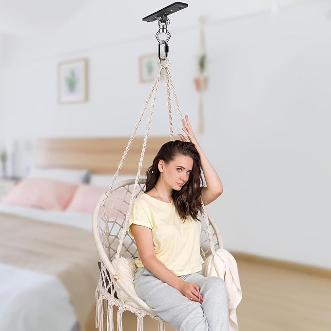 2Pack Ceiling Mount Swing Hanger with Bearing 900 LB Capacity Heavy Bag Hanger 360° Swivel Hook Hanging Chair Mount Stainless Steel Swing Hardware for Aerial Silks, Punching Bag, Hammock, Porch Swings