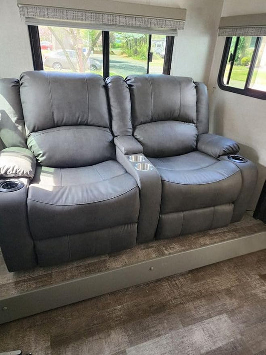 RecPro Charles 64" RV Wall Hugger Reclining Sofa | Gunmetal