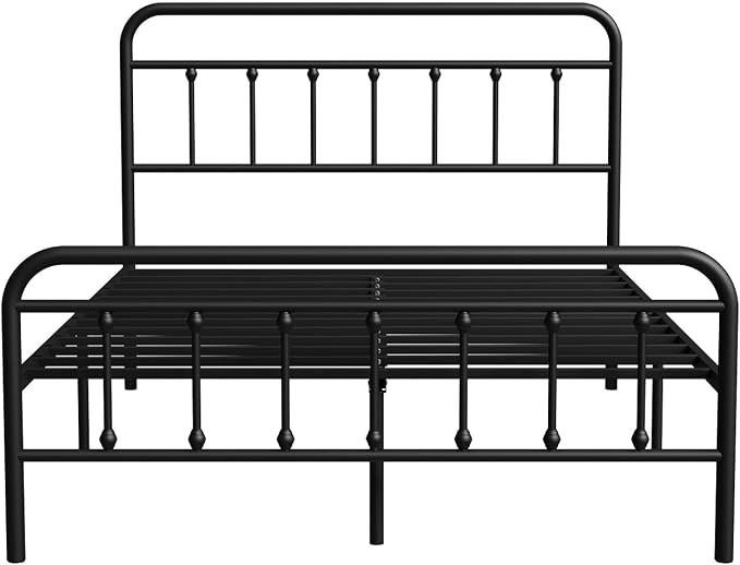 Novilla Metal Full Size Bed Frame - Modern Minimalist Victorian Style with Headboard/Footboard, Heavy-Duty Steel Slats/Underbed Storage/No Box Spring Needed/Easy Assembly/Noise Free/Black