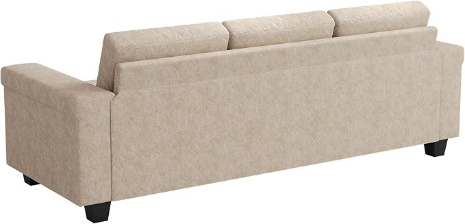 COPIAE 3 Seater Sofa Couch with Deep Seat, 90" Modern Upholstered Sofa with Armrests, Easy Installation, Comfy Couches for Living Room, Apartment, Beige