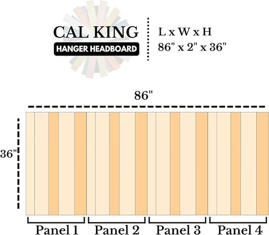 Barn Walls Retro Mix Headboard California King Size, Hanger Style, Handcrafted. Mounts on Wall. Easy Installation