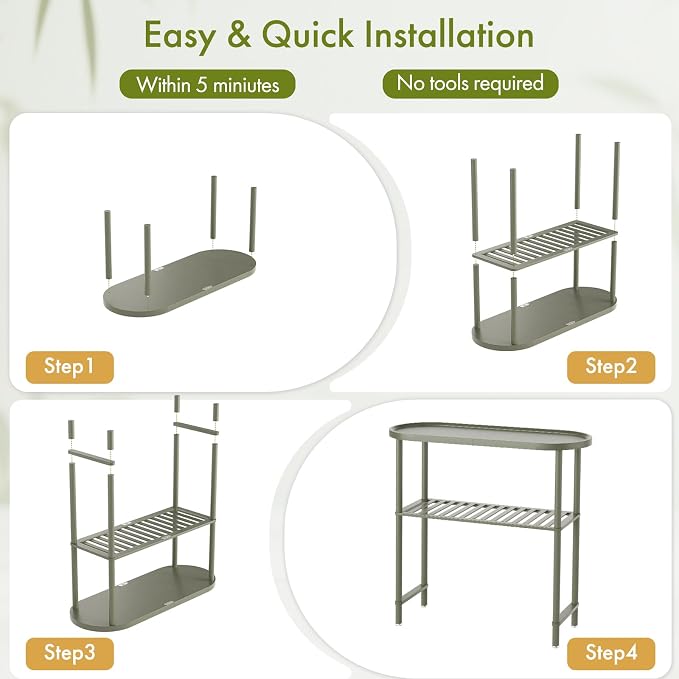 Small Console Table Bamboo 30.7", Modern Entryway Table Green 2-Tier, Narrow Console Table with Anti-Fall Edge, Small TV Stand for Bedroom, Indoor Plant Stand, Sofa Side Table 5min Easy Assembly