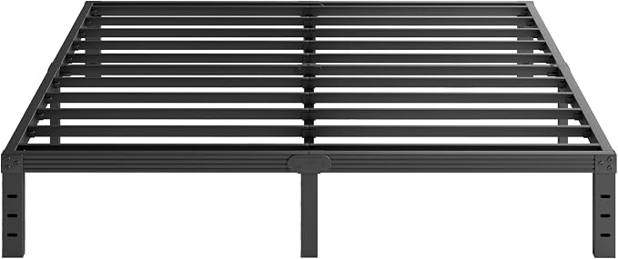 King Bed Frame Heavy Duty,12" High Black Metal Platform Bed Frame,Sturdy Steel Frame,No Box Spring Needed,Noise-Free,Easy Assembly