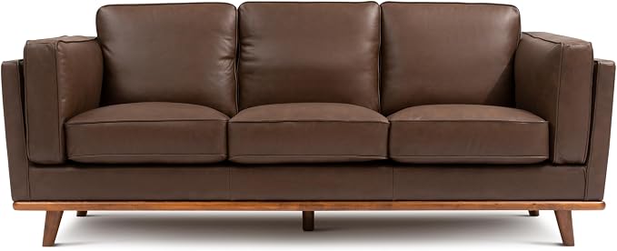 Valencia Artisan Full Leather Sofa 88” | Pure Full Italian Nappa Leather Couch, Solid Wood Accent, Ultimate Comfort, Chocolate