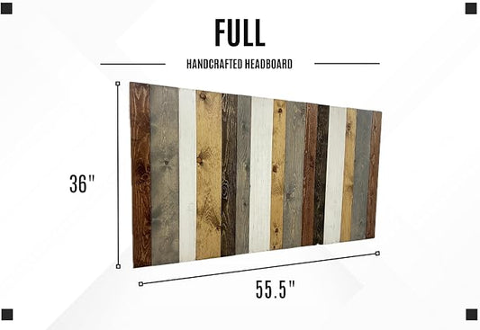 Barn Walls Wooden Headboard Full - Solid Wood Wall Mounted Panel Headboard, Farmhouse Rustic Bedroom Furniture, Adjustable Height Floating Board, Modern Wood Grain Bedheadboard, Full Size, Rustic Mix