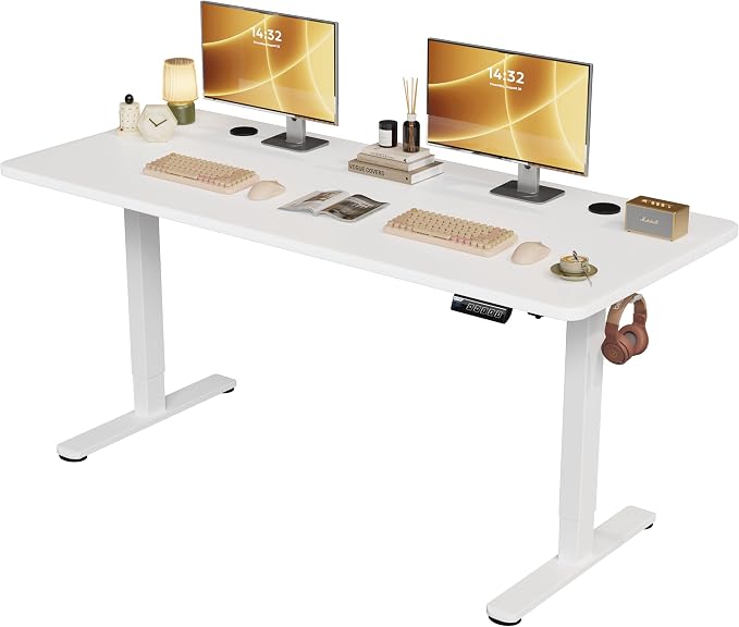 Monomi 79" Electric Standing Desk for Home Office - Large Adjustable Height Desk with 178 lbs Weight Capacity, 3 Memory Presets, Quiet Motor, Anti-Collision (White)